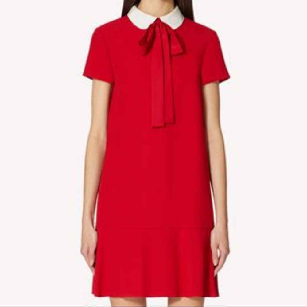 Red Valentino Satin Dress with Collar